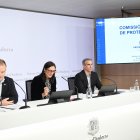 Presentació dels convenis amb Andorra Telecom, ahir a l’edifici administratiu.