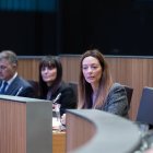 La ministra de Salut, Helena Mas, a la sessió del Consell General d'aquest matí.