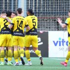Els colomencs celebrant el gol de Borja.