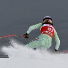 L’esquiadora de la FAE Cande Moreno, ahir a l’entrenament oficial de Saint Moritz.