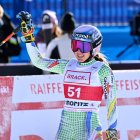 Cande Moreno després de finalitzar avui en 26è lloc el descens de Copa del Món a Saint Moritz