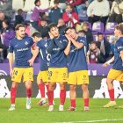 Minsu i Villahermosa celebren el gol de la victòria, ahir a Valladolid.