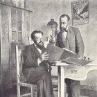 Josep Zulueta, assegut, amb el seu amic Frederic Rahola l’any 1903.