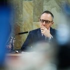 El cap de Govern, Xavier Espot, durant la trobada amb la premsa.