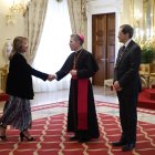 La ministra d'Habitatge, Conxita Marsol, en la recepció de Nadal del Copríncep episcopal aquest migdia