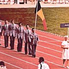 La delegació andorrana desfilant als Joc Olímpics de Mont-real, el 1976.