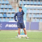 El migcampista Dani Villahermosa durant l’entrenament d’ahir al Nacional.