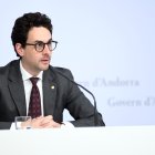 El ministre Portaveu, Guillem Casal, en la roda de premsa posterior al consell de ministres d'aquesta tarda.