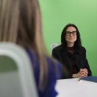 Ester Molné al plató de Diari TV, ahir.