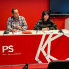 Joan Torra i Carla Guinot en la roda de premsa sobre drets laborals d'aquesta tarda