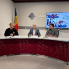 Sergi Pinto, Joan Sans i Álvaro Rodríguez, a la roda de premsa.