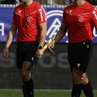 Tripleta arbitral en un duel de l’FC Andorra.