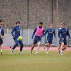 Els tricolors en un entrenament al Comunal.