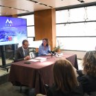 La cònsol major d’Ordino, Maria del Mar Coma, i el ministre de Turisme i Comerç, Jordi Torres, durant la presentació de l’esdeveniment.