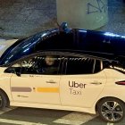 Un vehicle Uber taxi al centre d’Andorra la Vella.