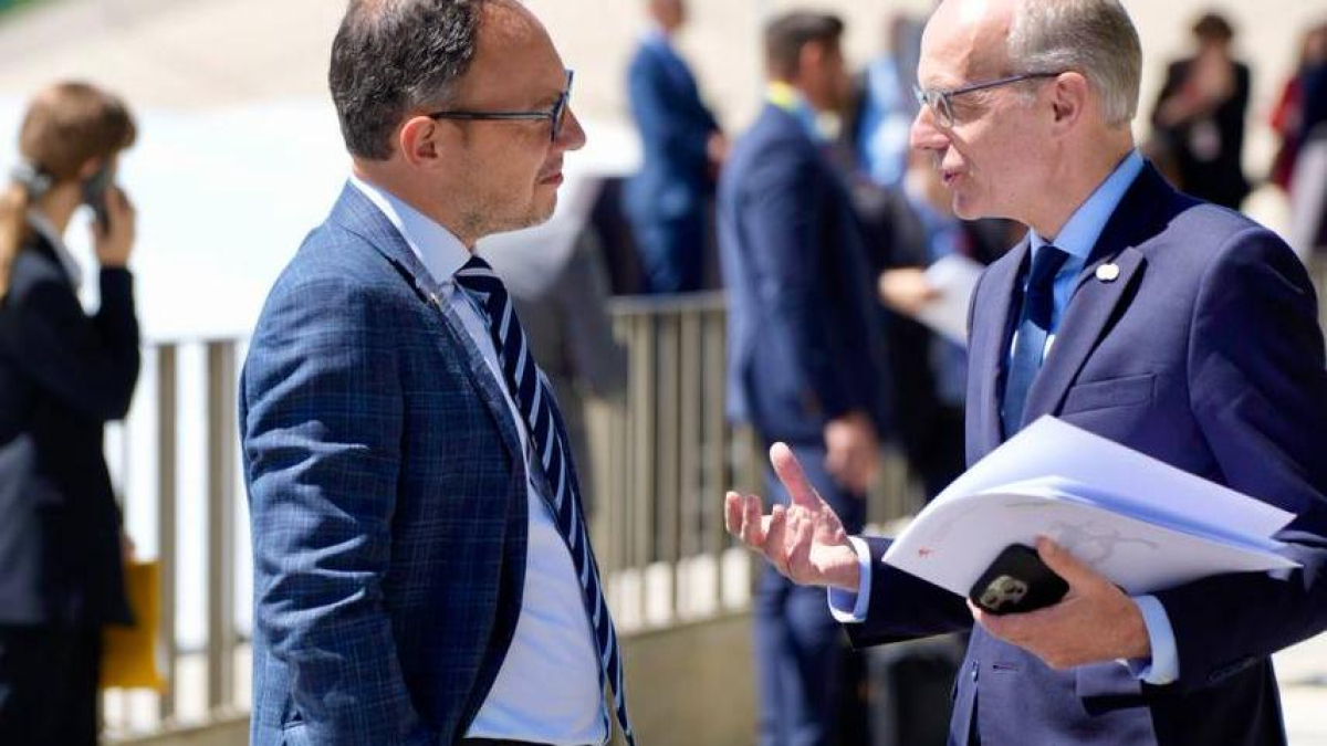 Xavier Espot en una de les trobades a la Cimera de la pau per Ucraïna aquest cap de setmana