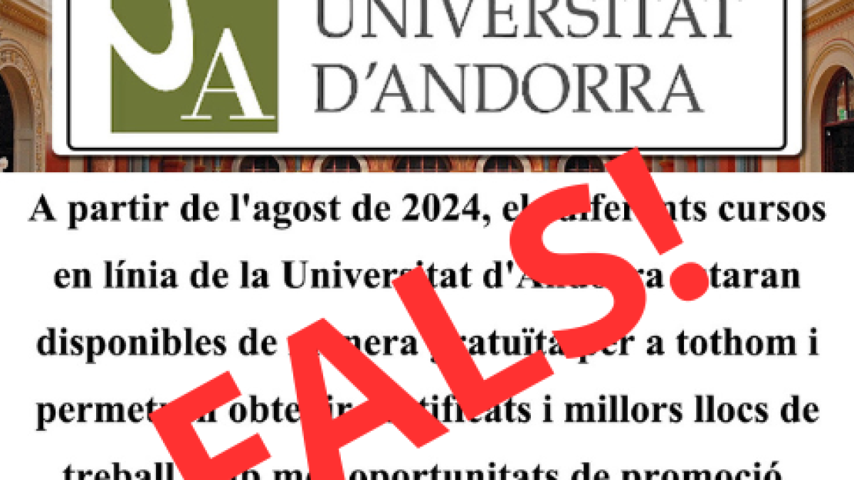 Un dels missatges falsos