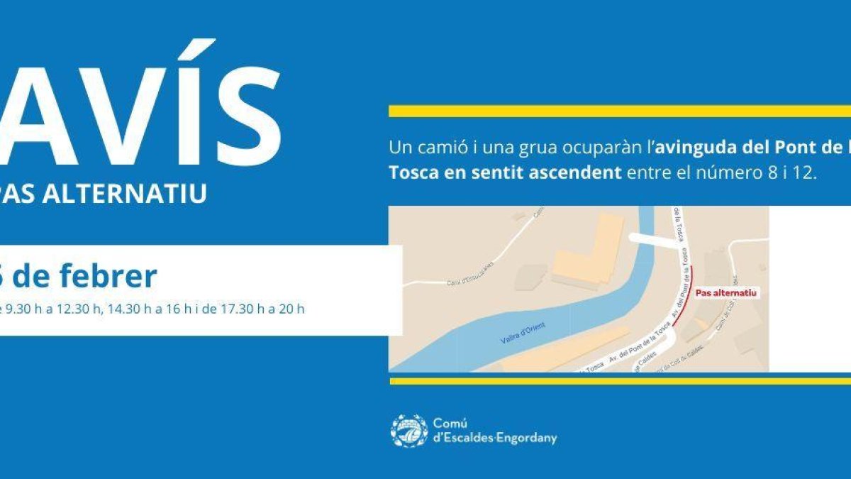 Talls al Pont de la Tosca per la instal·lació d'una grua mòbil