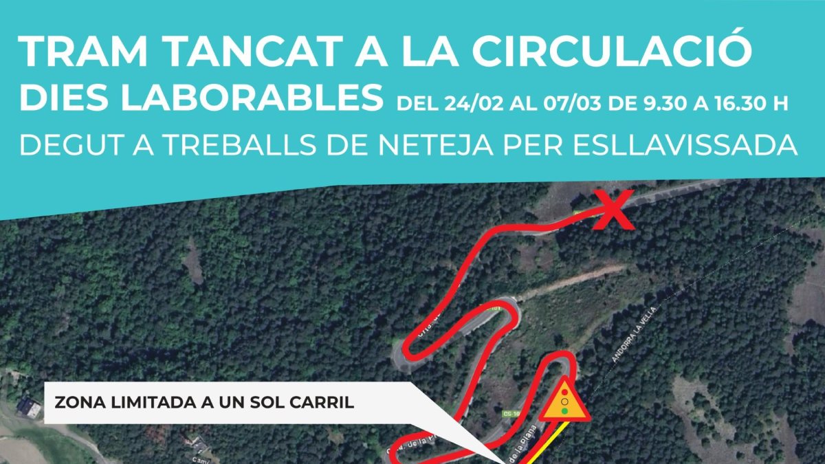 Mapa del tram tancat a la circulació en dies laborables