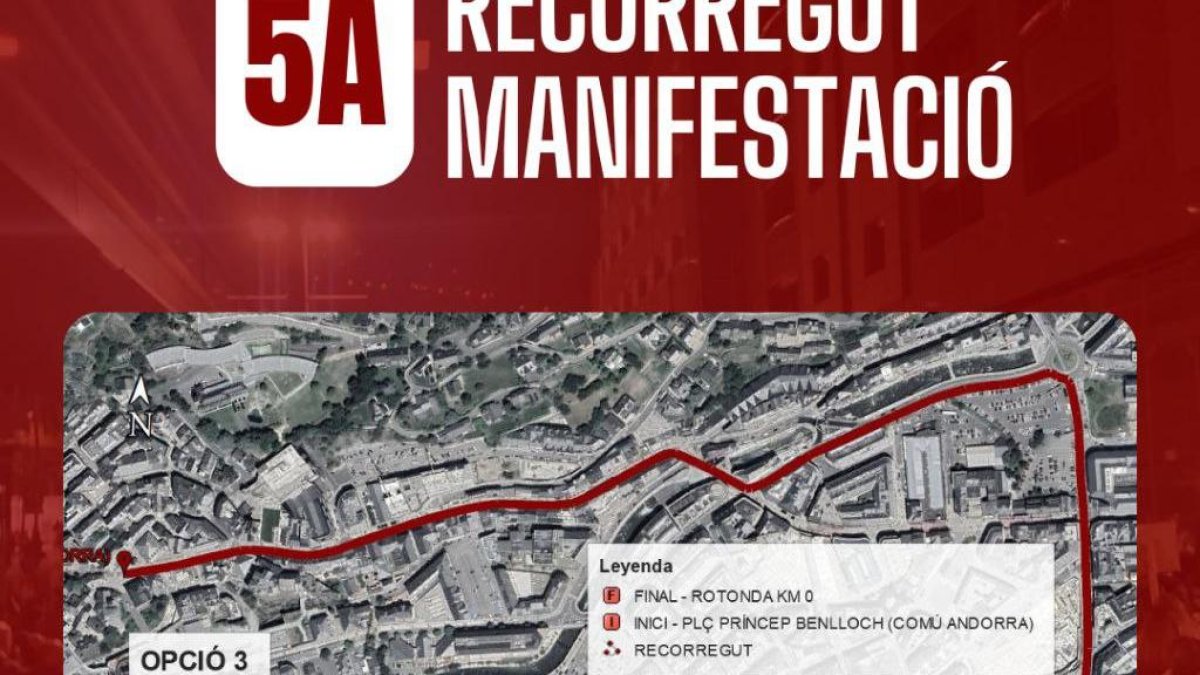 El recorregut de la manifestació del 5 d'abril