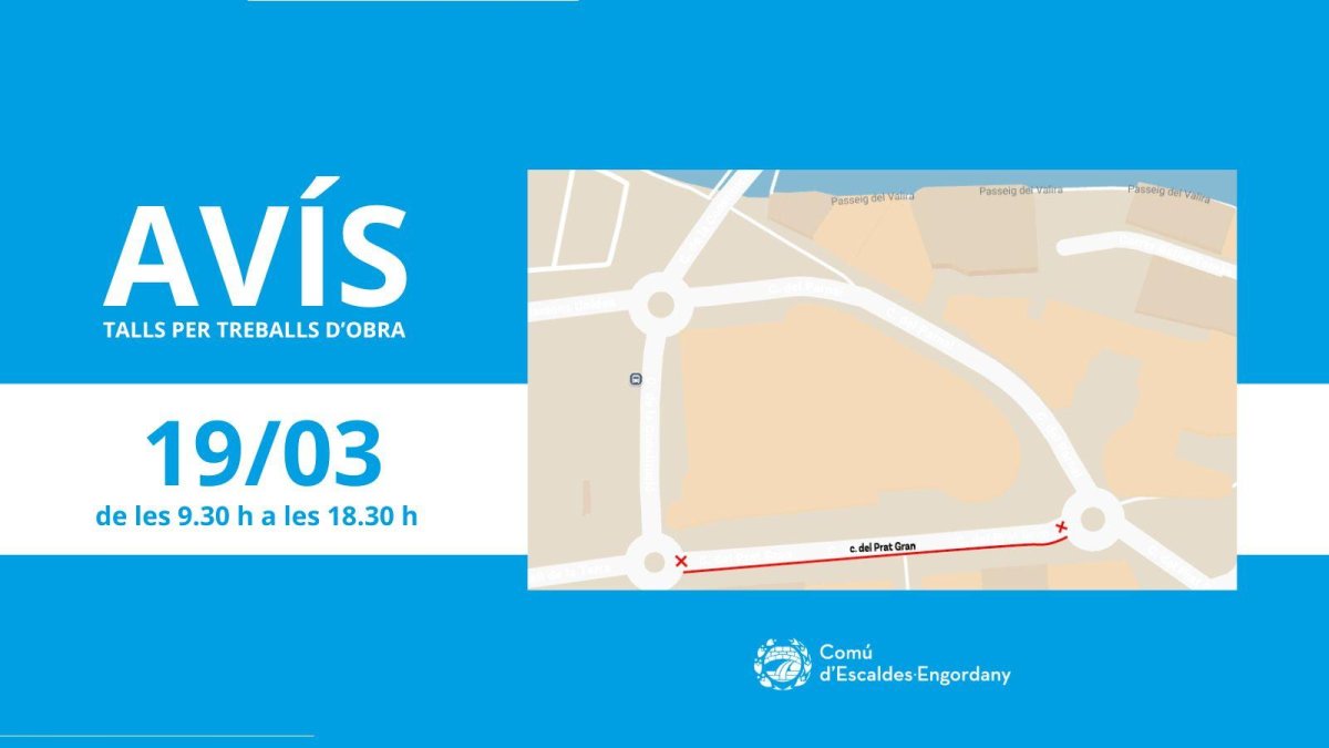 L'avís del tall al carrer del Prat Gran per obres