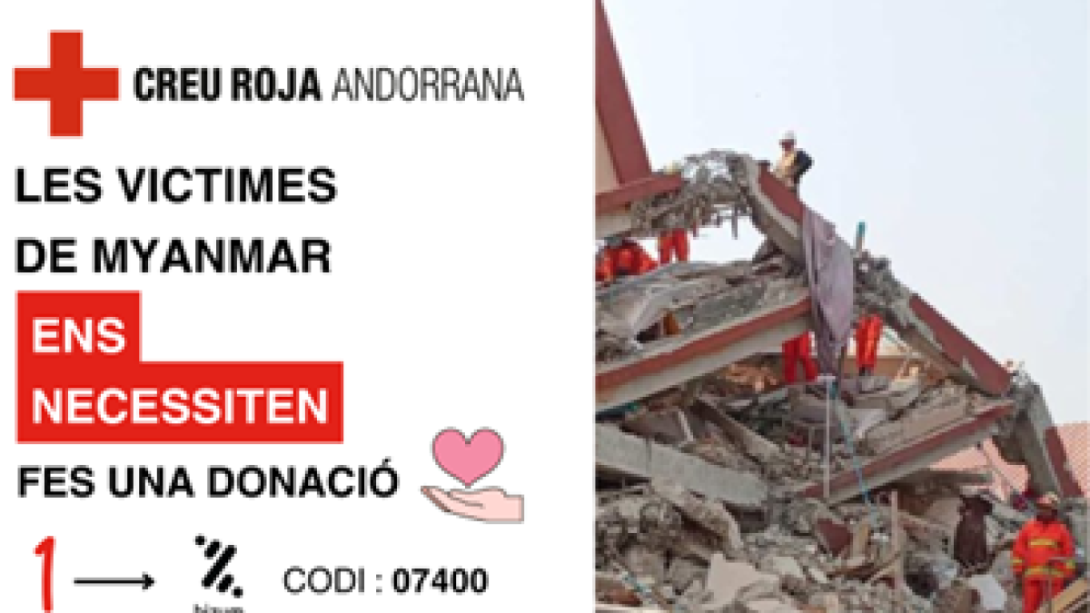 Creu Roja recapta fons per als afectats pel terratrèmol de Myanmar