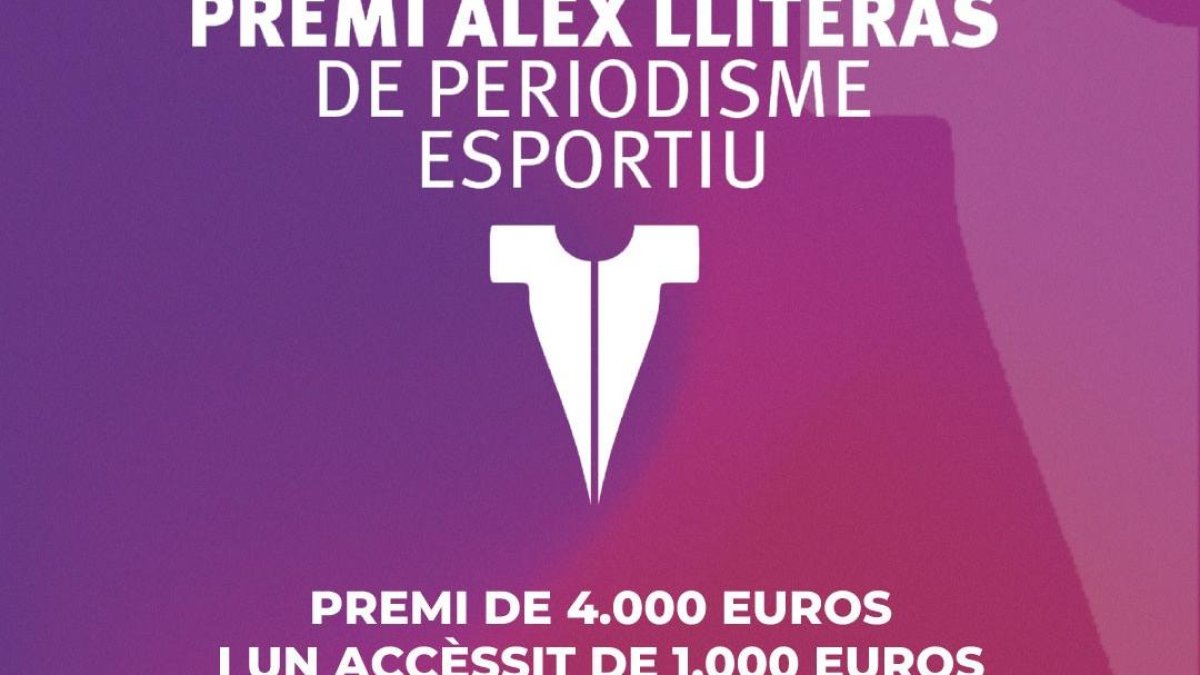 Cartell del cinquè premi Àlex Lliteras de periodisme esportiu.