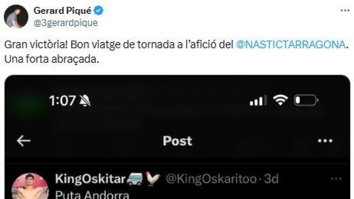 Piulada de Gerard Piqué.