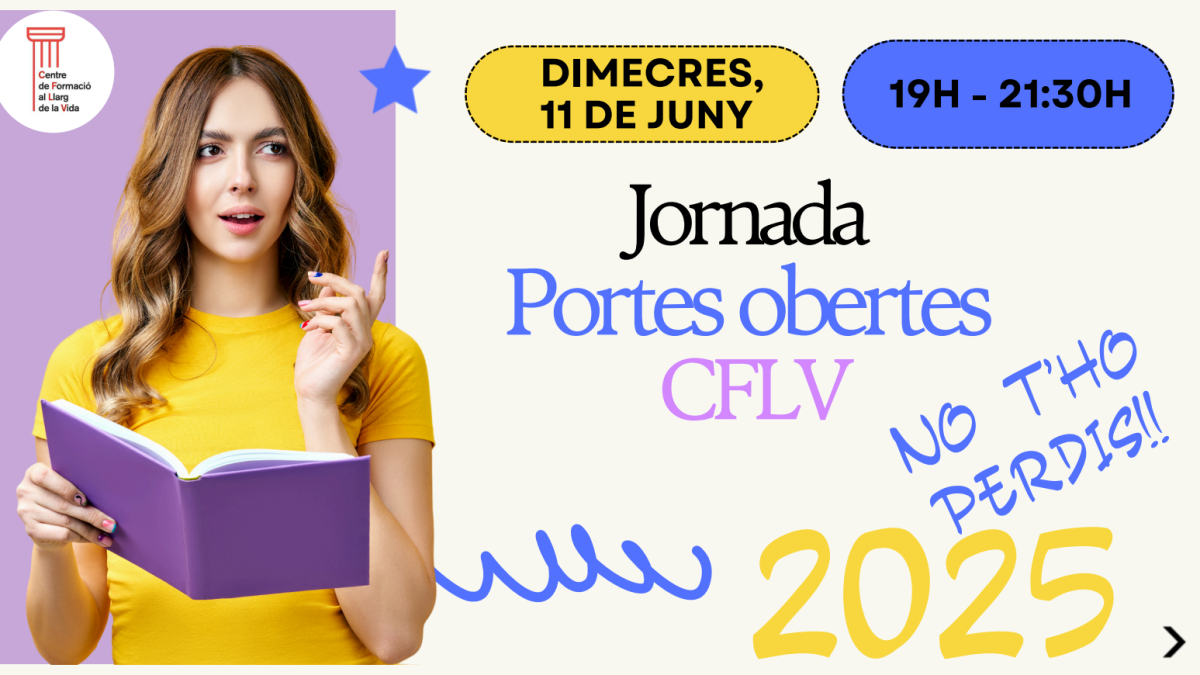 Cartell de la jornada de portes obertes del Centre de Formació al Llarg de la Vida.