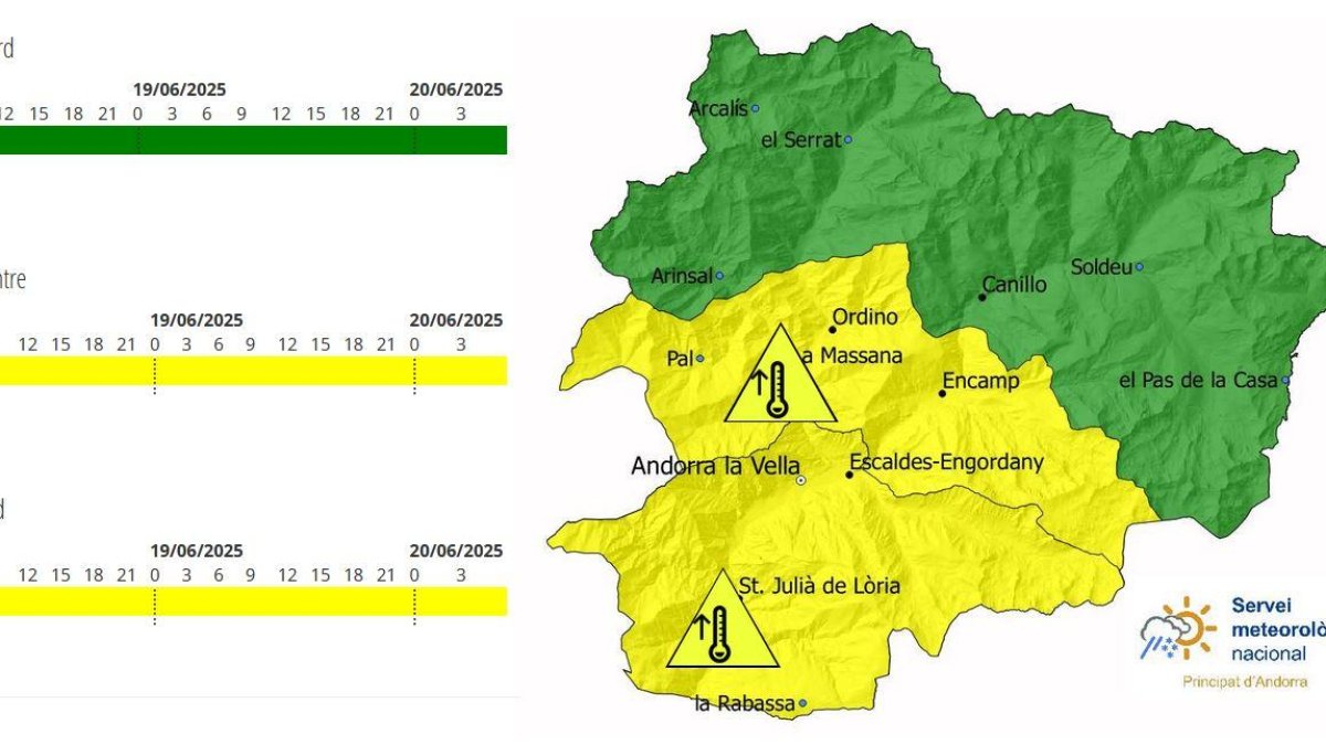 L'avís afecta la zona centre i sud del país.