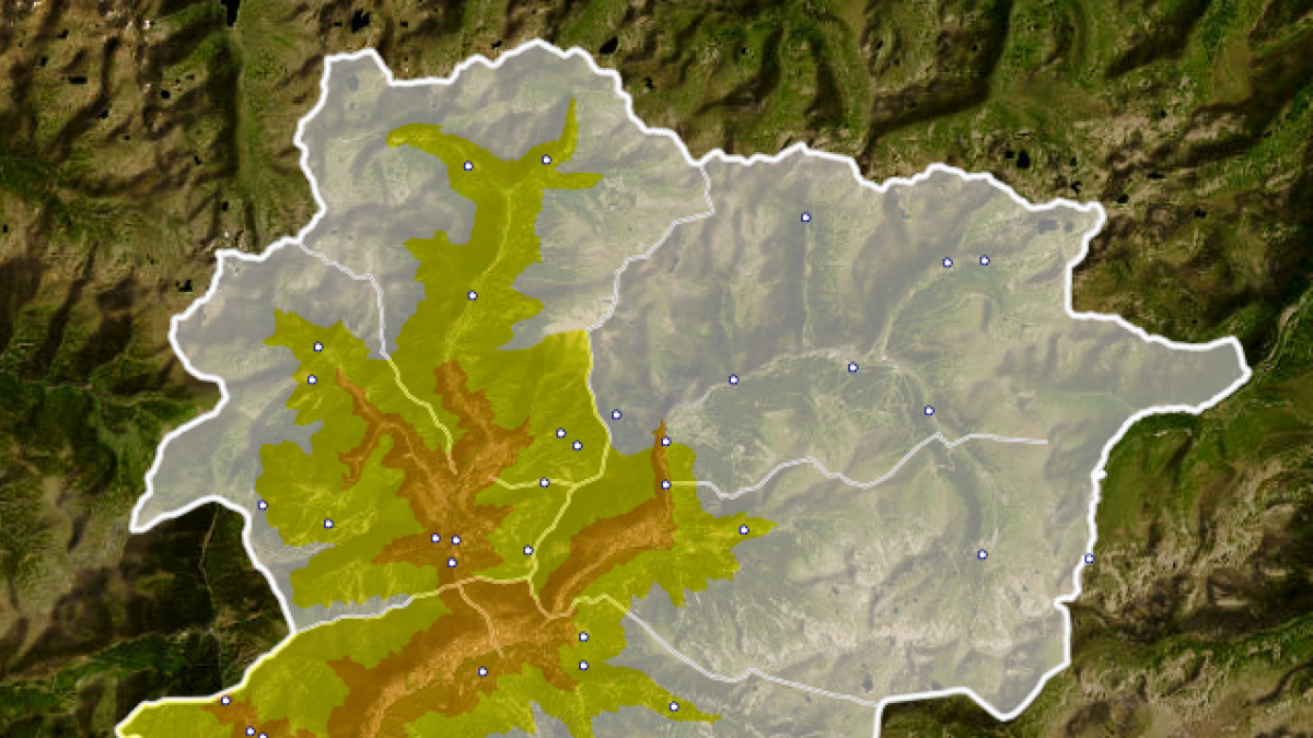 En taronja les zones amb risc d'incendi molt alt, mentre que en groc les zones on és alt.