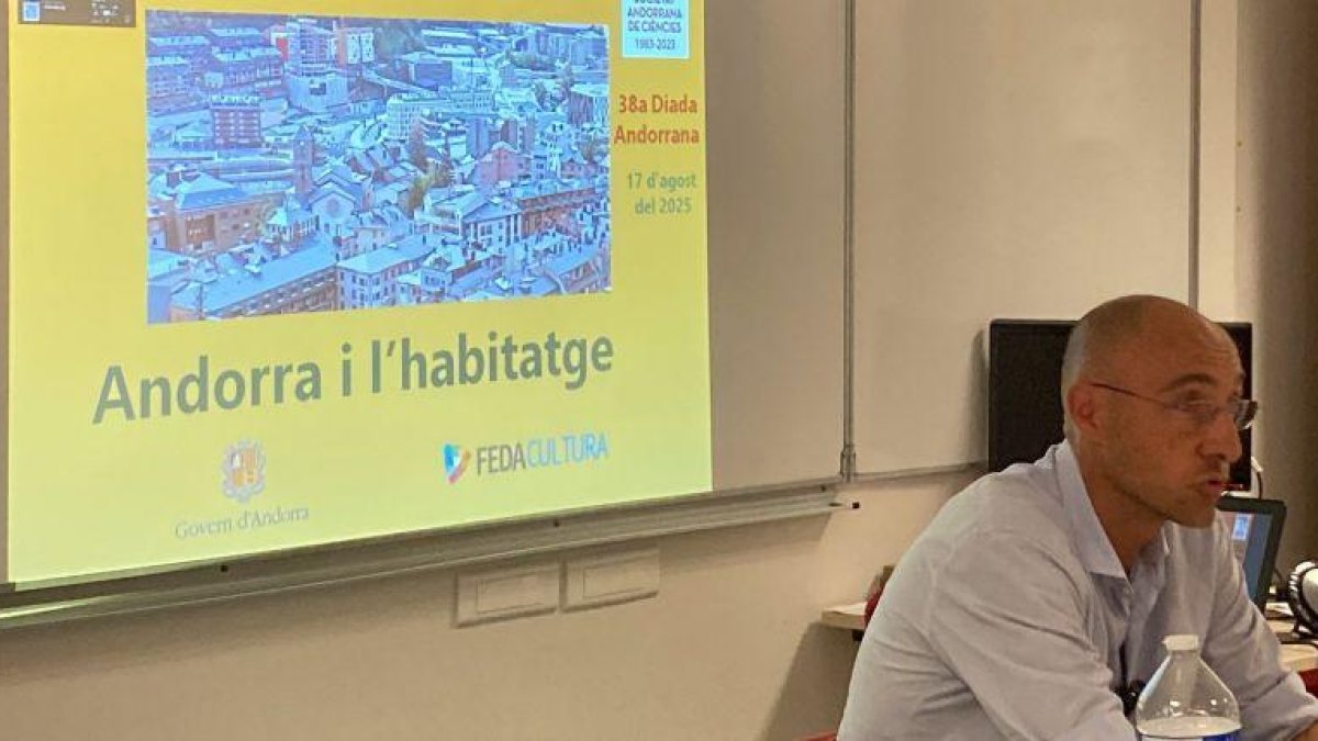 Jordi Puy, durant la seva intervenció a la Diada andorrana de Prada.