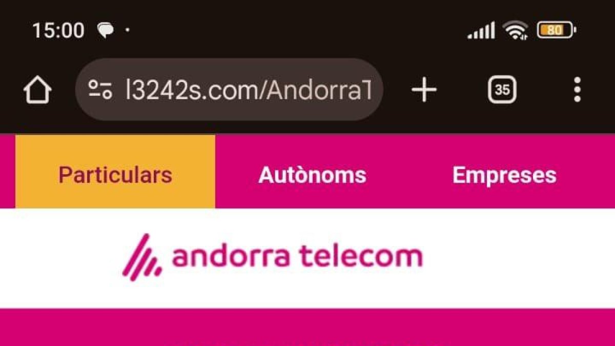 Atac de pishing a Andorra Telecom