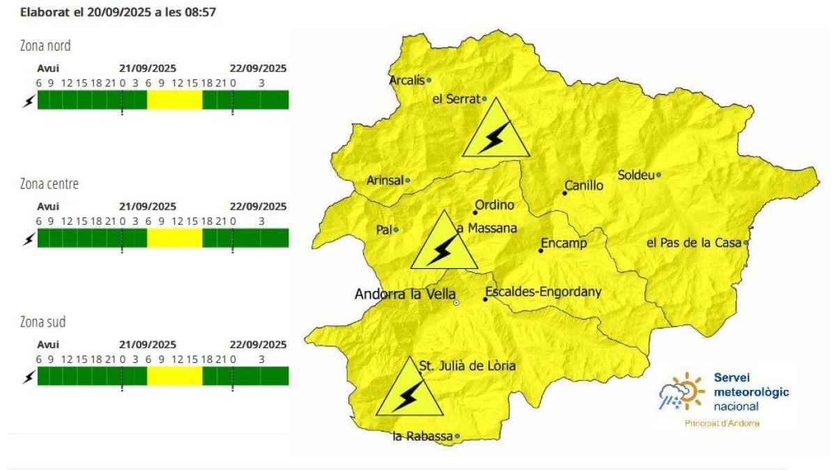 Avís groc per fortes tempestes demà.