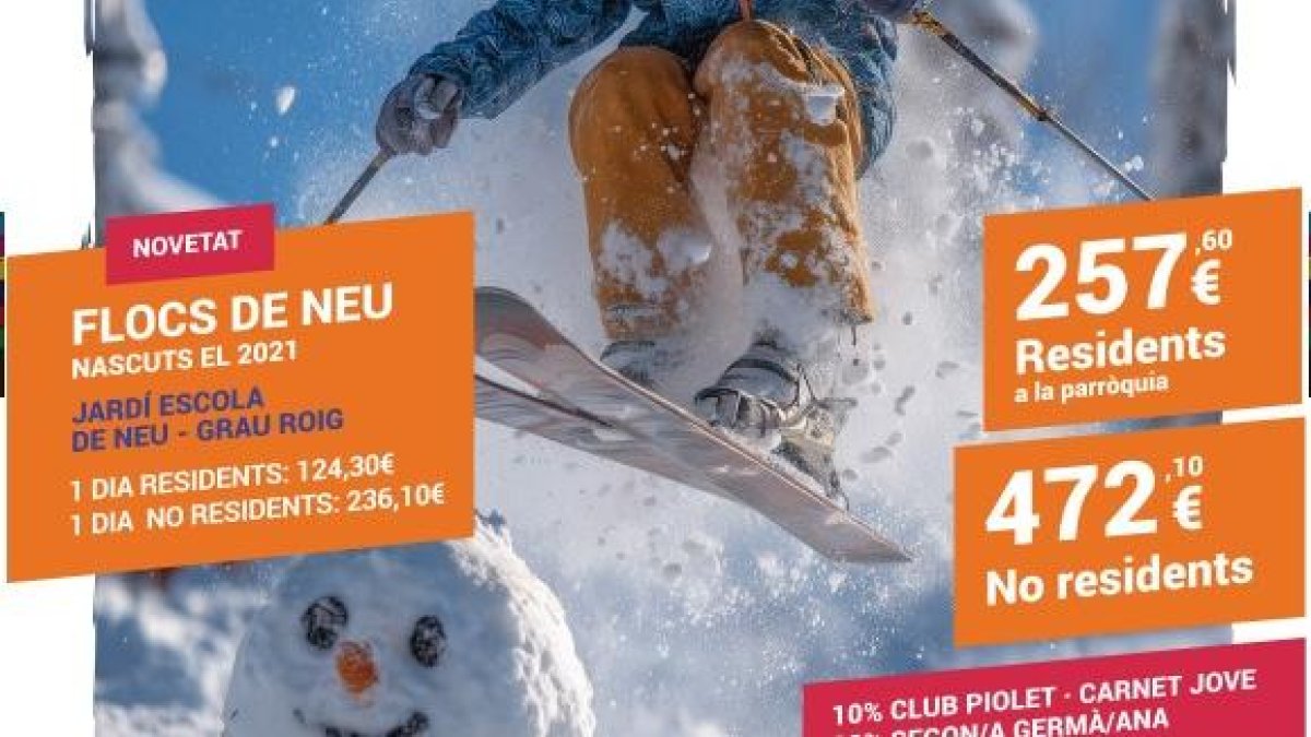 Cartell de l'escola de neu d'Encamp.