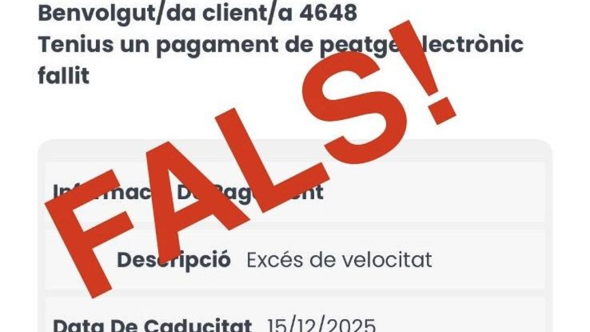 Un dels missatges SMS fraudulents.