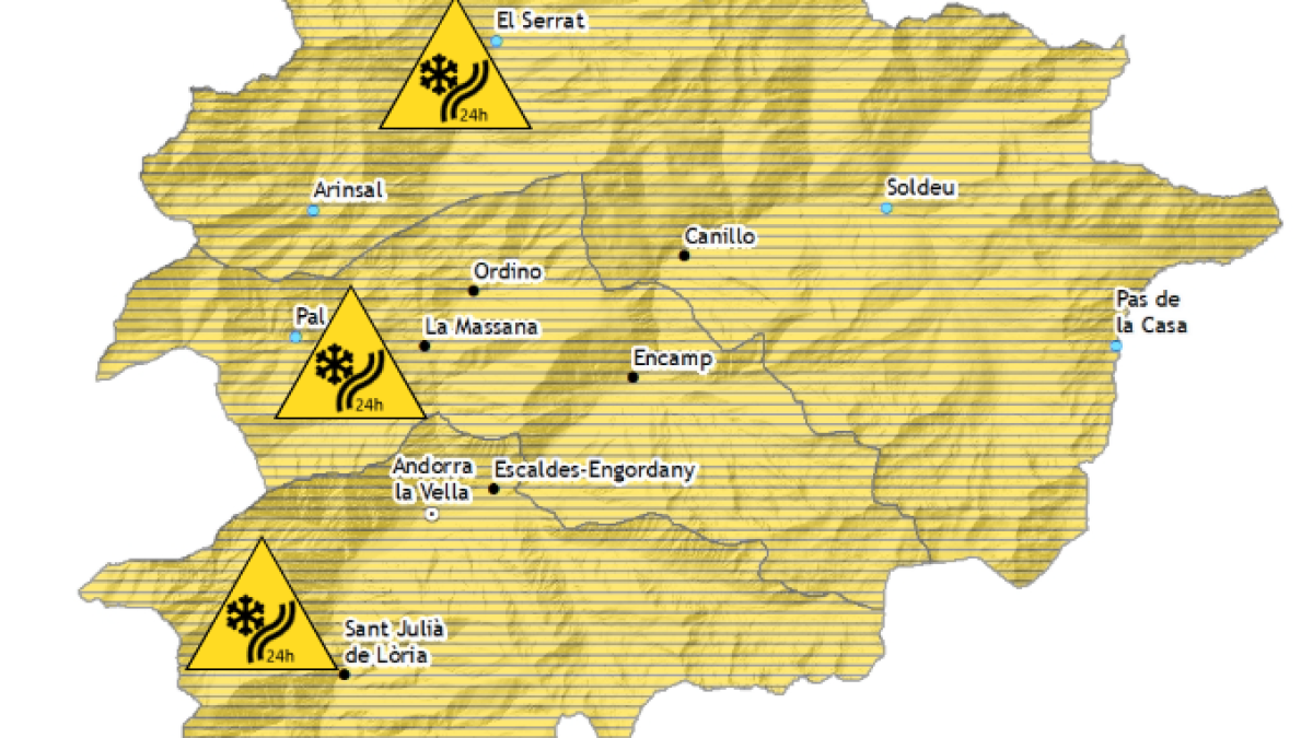 Avís groc per neu amb acumulacions de fins a 15 centímetres als cims