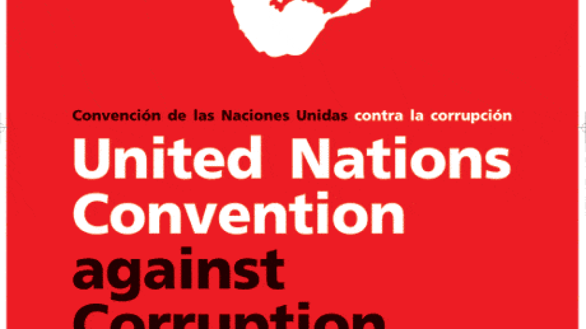 El cartell del Conveni de les Nacions Unides contra la corrupció signat a Mèxic