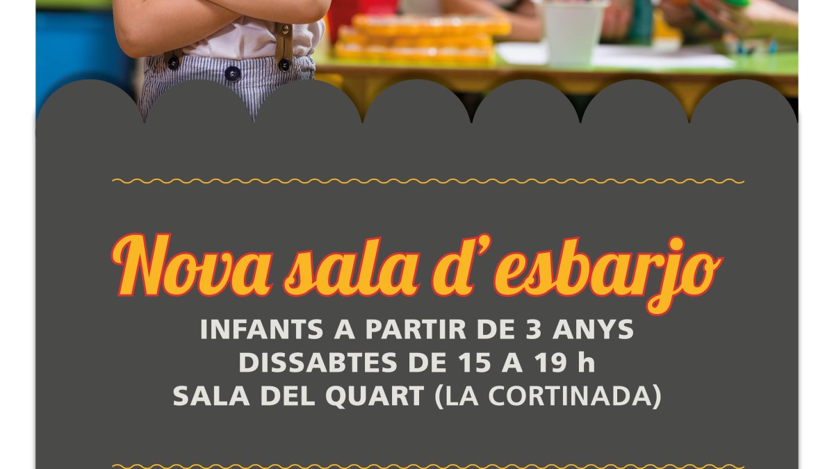 Cartell del comú d'Ordino informant de la nova sala d'esbarjo de la Cortinada.