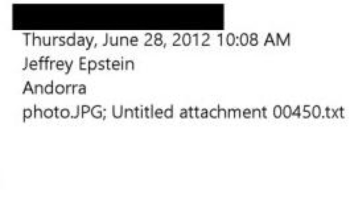 El correu sobre Andorra a Jeffrey Epstein.
