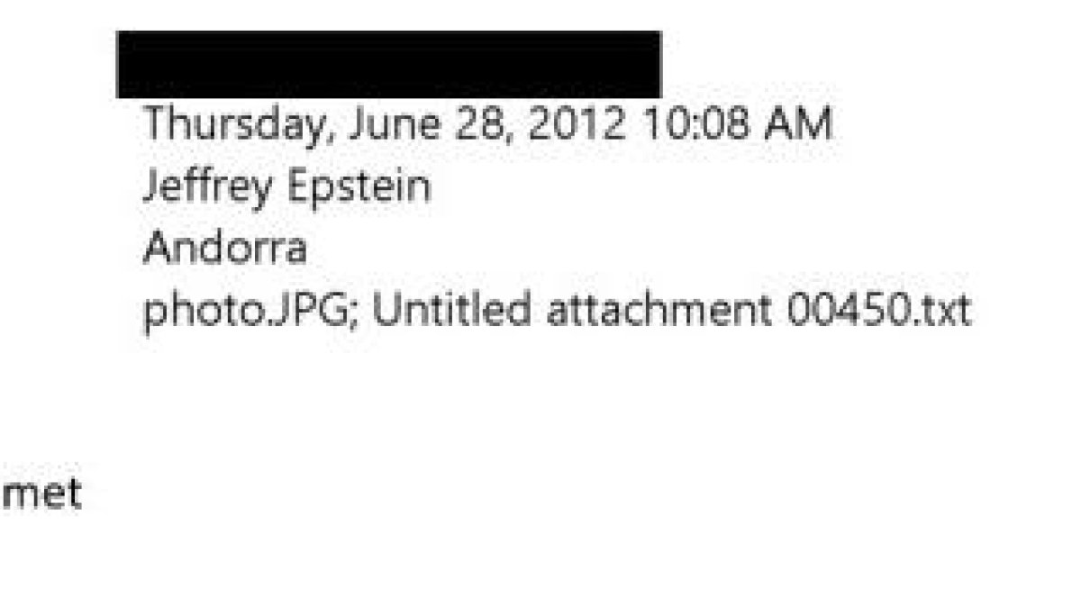 El correu sobre Andorra a Jeffrey Epstein.