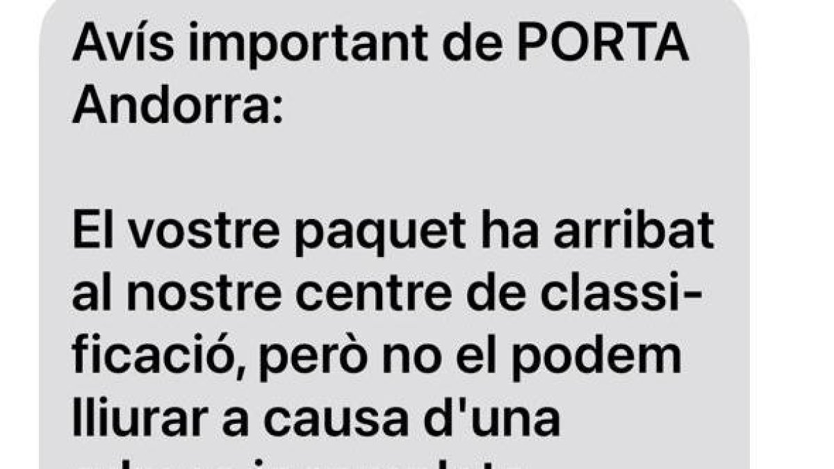 Missatge frauduelnt que arriba als telèfons dels usuaris.