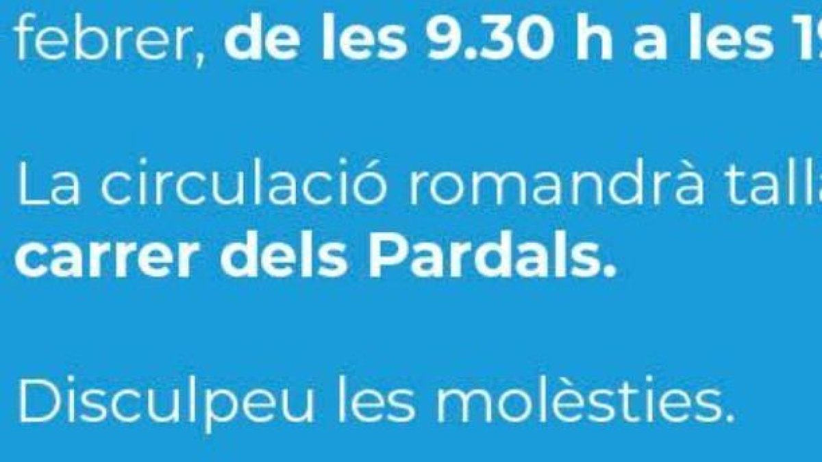 El comú d'escaldes fa públic el tall del carrer dels Pardals per unes obres.