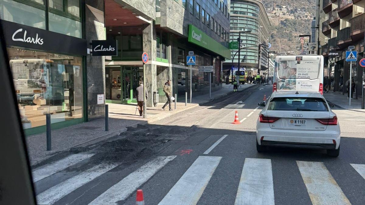 Un dels carrils tallats a l'avinguda del Consell d'Europa.