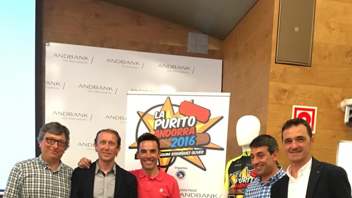 Pepe Cuevas, Emili Pérez i 'Purito' Rodríguez en la presentació de la Purito 2016.