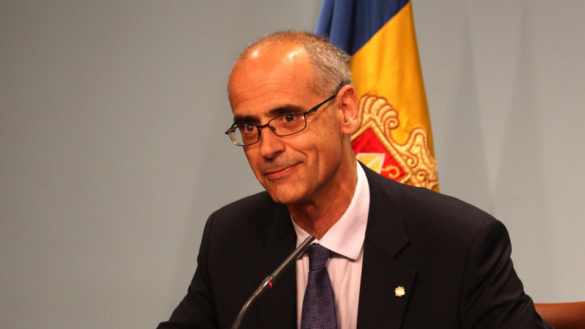El cap de Govern, Toni Martí, en roda de premsa avui.