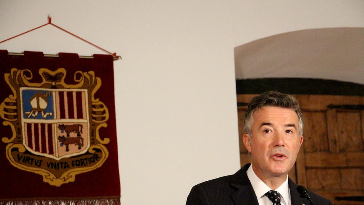 El síndic Vicenç Mateu durant el discurs del Dia de Meritxell a la Casa de la Vall