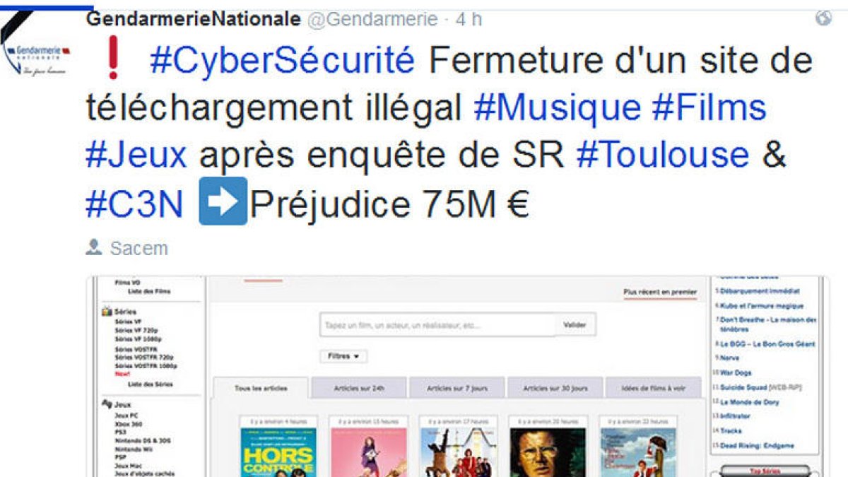 Detingut un home vinculat a una web de descàrregues il·legals francesa