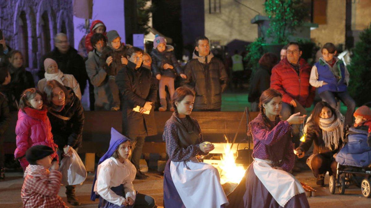 Una imatge del muntatge de la passada edició del pessebre vivent d'Escaldes