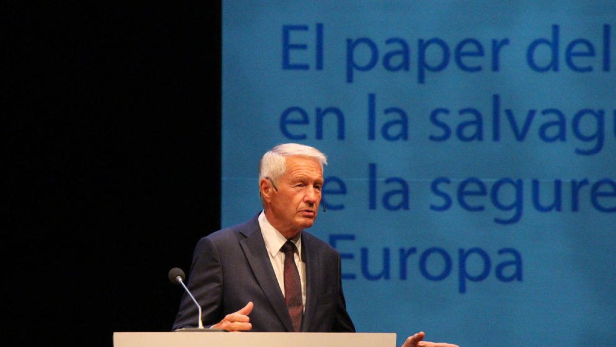 El secretari general del Consell d'Europa, Thorbjøn Jagland, durant la seva intervenció a la 33a edió de la Universitat d'Estiu